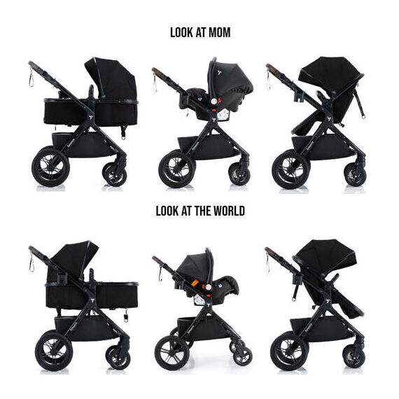 Teknum Compacto 3In1 Baby Stroller Travel System With Carrycot And Infant Car Seat 0-3 Years, Color: Black, 5 image