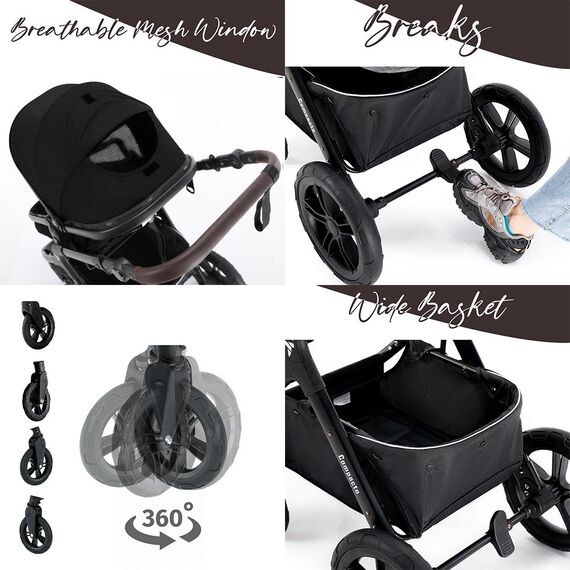 Teknum Compacto 3In1 Baby Stroller Travel System With Carrycot And Infant Car Seat 0-3 Years, Color: Black, 15 image