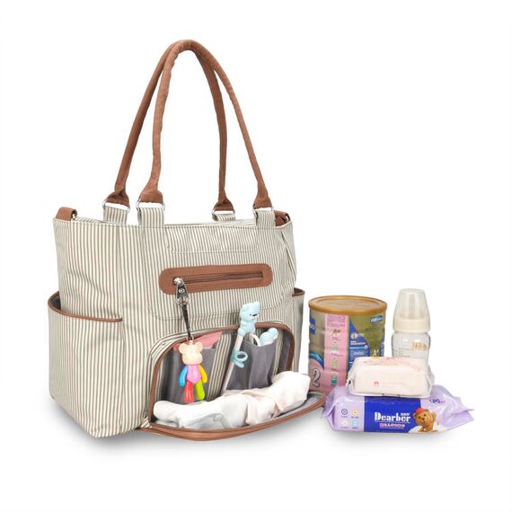 Teknum 3 In 1 Pram Stroller With Diaper Bag Bundle 0–3 Years Up To 18Kg, Color: Khaki, 4 image