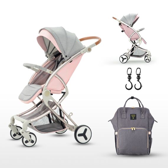 Teknum A1 Green Stroller With Sunveno Grey Diaper Bag 0–4 Years Up To 20Kg, Color: Rose, 5 image