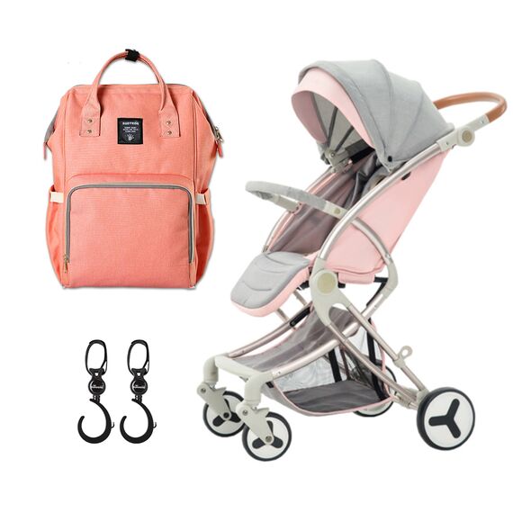 Teknum A1 Green Stroller With Sunveno Grey Diaper Bag 0–4 Years Up To 20Kg, Color: pink, 2 image