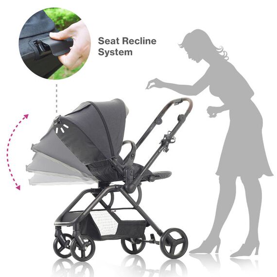 Teknum Stroll-1 Travel System With Reversible Stroller And Compacto Baby Car Seat Black 0–4 Years Up To 22Kg, Color: Black, 9 image