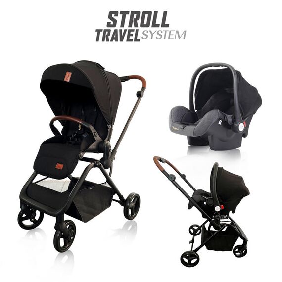Teknum Stroll-1 Travel System With Reversible Stroller And Compacto Baby Car Seat Black 0–4 Years Up To 22Kg, Color: Black, 8 image