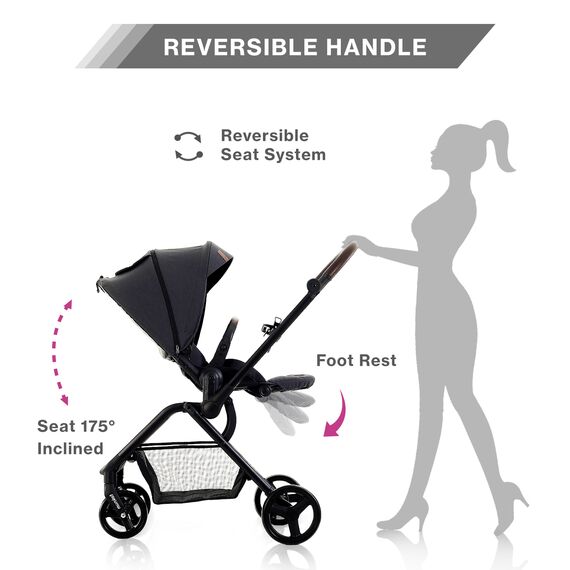 Teknum Stroll-1 Travel System With Reversible Stroller And Compacto Baby Car Seat Black 0–4 Years Up To 22Kg, Color: Black, 10 image