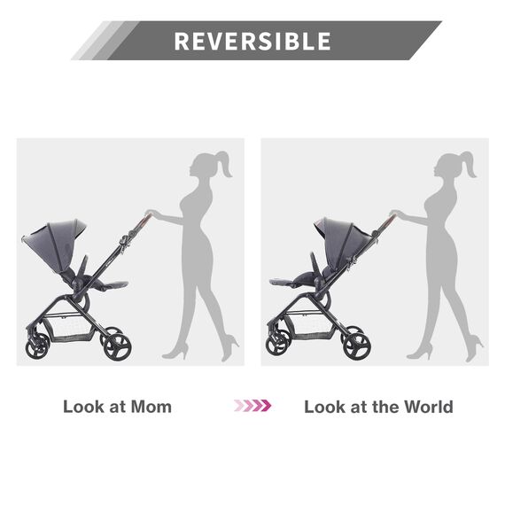 Teknum Stroll-1 Travel System With Reversible Stroller And Compacto Baby Car Seat Black 0–4 Years Up To 22Kg, Color: Grey, 8 image