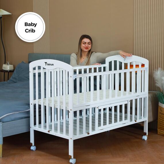 Teknum 4In1 Wooden Bedside Crib With Storage And Height Adjustments 0-4 Years, 11 image