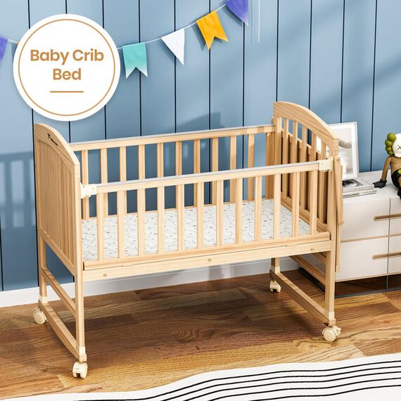 Teknum 7In1 Convertible Kids Bed Bedside Crib With Mattress Mosquito Net 0-12 Years 40Kg, Color: Beige, 6 image
