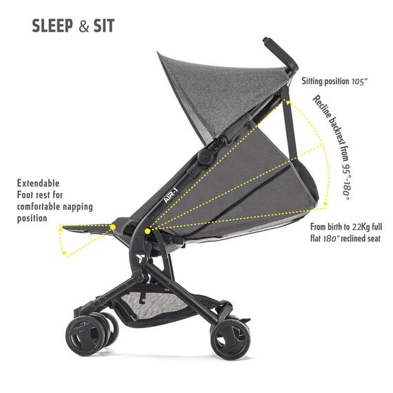 Teknum Air-1 Travel Stroller With Carry Backpack 0-36 Months 22Kg, Color: Grey, 6 image