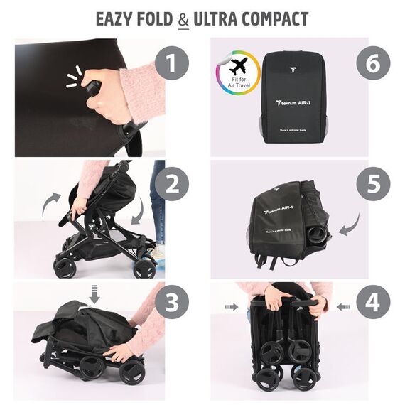 Teknum Air-1 Travel Stroller With Carry Backpack 0-36 Months 22Kg, Color: Grey, 7 image