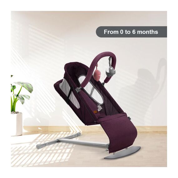 Teknum Baby Bouncer Recliner Seat With Grab Toys 0-6 Months 9Kg, Color: Purple, 6 image