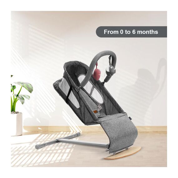 Teknum Baby Bouncer Recliner Seat With Grab Toys 0-6 Months 9Kg, Color: Dark Grey, 5 image