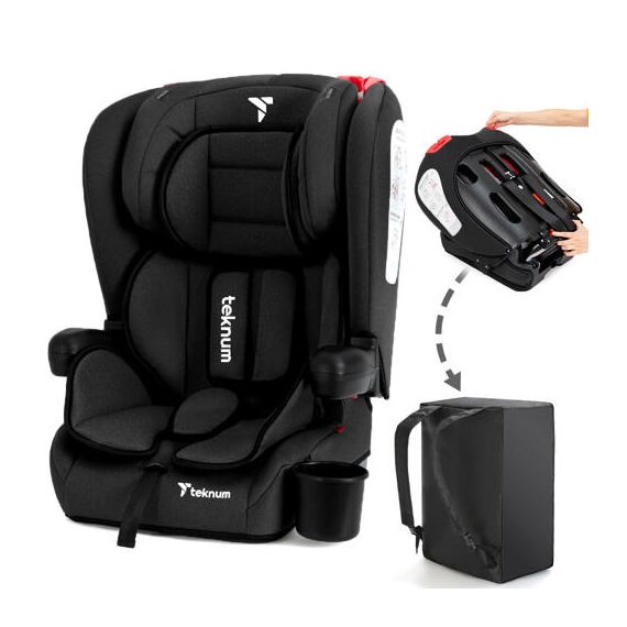 Teknum Pack And Go Car Seat Group 1/2/3 Foldable Portable 9Kg–36Kg, Color: Black