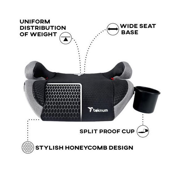 Teknum Pluto Car Seat Booster Group 2/3 15Kg–36Kg 4–12 Years, Color: Grey, 9 image
