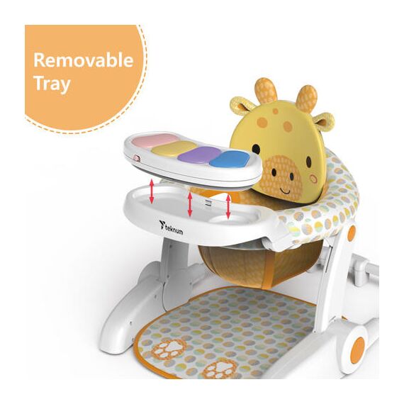 Teknum Baby Portable Dining Feeding Chair Recliner Activity Chair 6–30 Months Up To 12Kg, Color: White & Yellow, 7 image