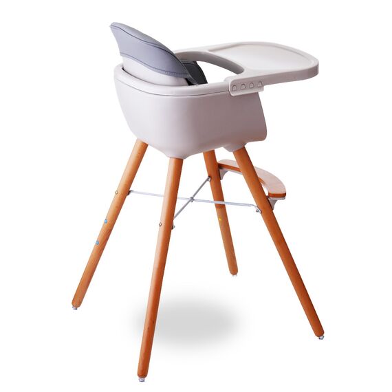 Teknum Premium Dual Height Wooden High Chair 6–36 Months Up To 15Kg, Color: Grey, 7 image