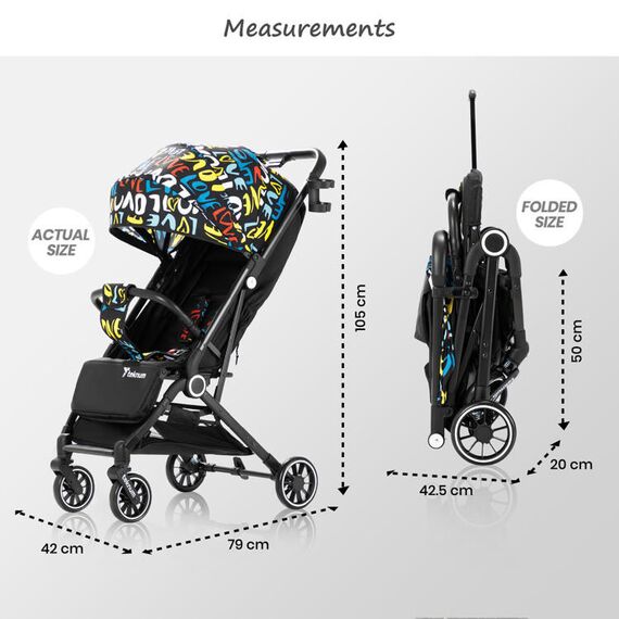 Teknum Travelzen Baby Stroller With Coffee Cup Holder 0–48 Months Up To 22Kg, Color: Black Love, 16 image