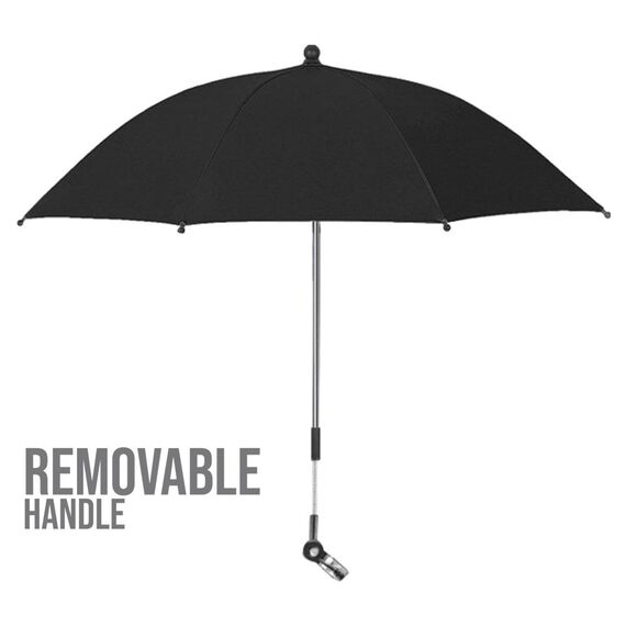 Teknum Universal Stroller Umbrella With Holder Clip Clamp 360° Rotatable Uv50+, Color: Black, 2 image