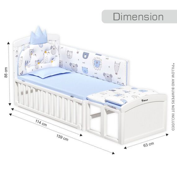 Teknum 7In1 Convertible Kids Bed And Bedside Crib With Mattress, Mosquito Net And Detachable Wheels 0-12 Years, 11 image