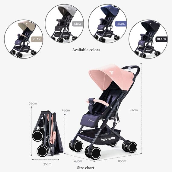 Teknum Yoga Lite Stroller Cabin Fold 6–36 Months Up To 15Kg, Color: pink, 7 image
