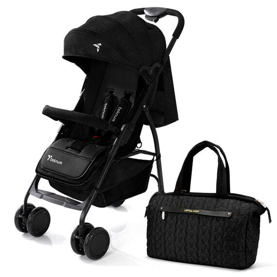 Teknum Trip Plus Stroller With Diaper Bag Combo 6–36 Months Up To 15Kg, Color: Black
