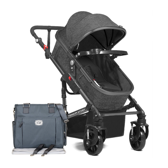 Teknum 3In1 Pram Stroller And Little Story Mamma Diaper Bag Bundle 6-36 Months