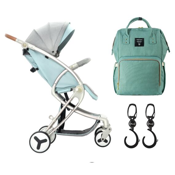Teknum Feather Lite Traveler A1 Baby Stroller Combo With Sunveno Diaper Bag And Hooks 0-4 Years