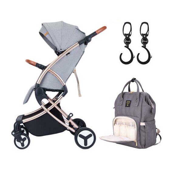 Teknum A1 Green Stroller With Sunveno Grey Diaper Bag 0–4 Years Up To 20Kg, Color: Light Grey