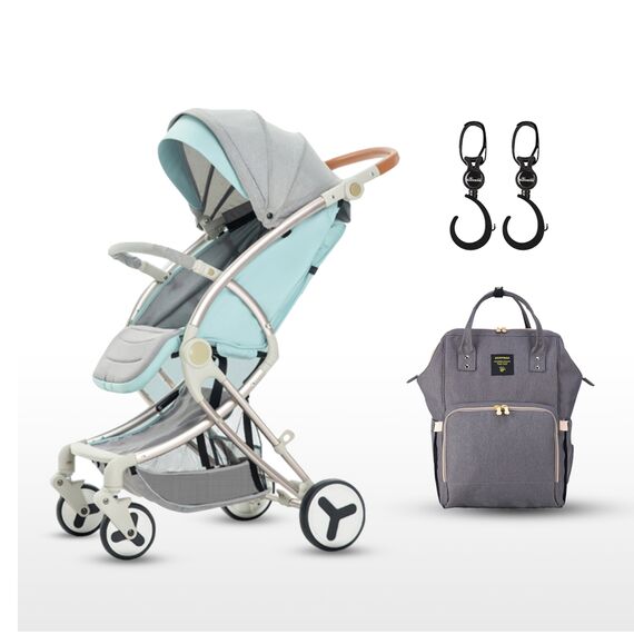 Teknum A1 Green Stroller With Sunveno Grey Diaper Bag 0–4 Years Up To 20Kg, Color: Green