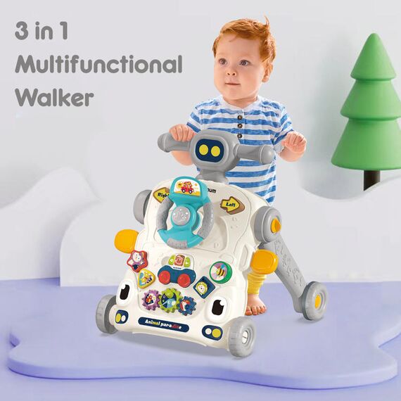 Teknum 3In1 Baby Walker Learning Table Game Panel With Musical Keyboard 6+ Months, Color: Grey, 3 image