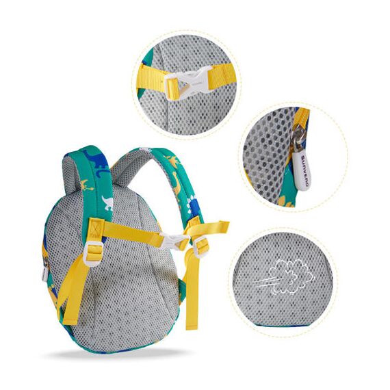 Sunveno Kids Backpack With Safety Harness 2-8 Years, Color: Green, 6 image