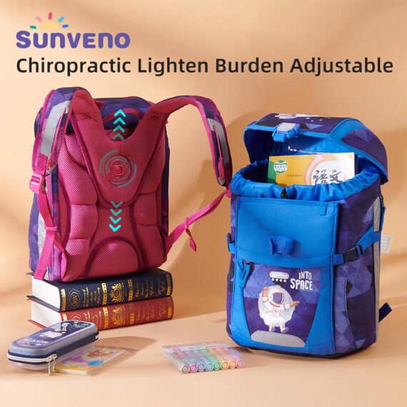 Sunveno Ergonomic School Bag 14.1 Inch Laptop Compatible, Color: Blue, 5 image