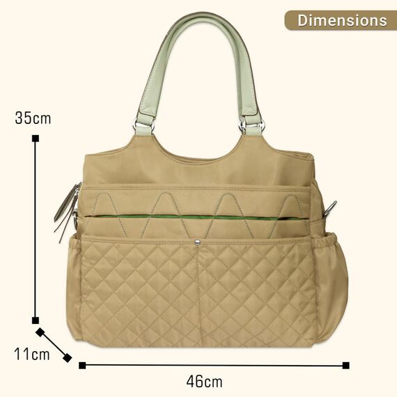Sunveno Fashion Diaper Bag 17.7L With 15 Pockets And Shoulder Strap, Color: Beige, 5 image