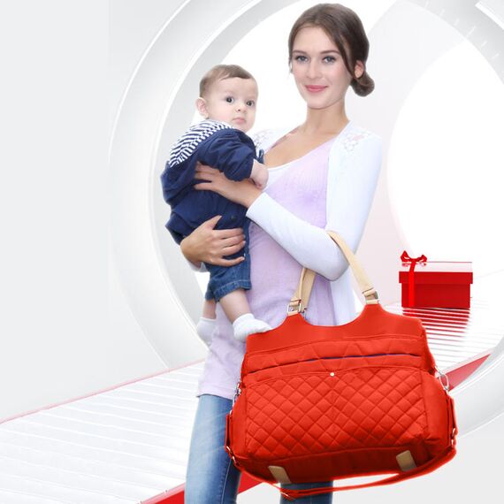 Sunveno Fashion Diaper Bag 17.7L With 15 Pockets And Shoulder Strap, Color: Orange, 2 image