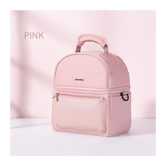 Sunveno Insulated Lunch Bag With Thermos Box 29.5Cm Dual Compartment, Color: pink, 5 image