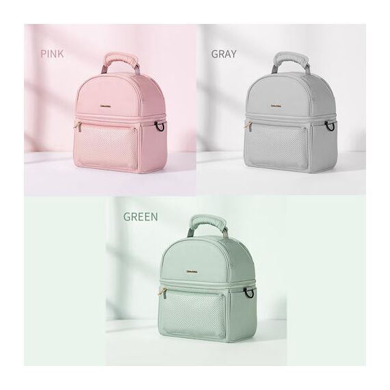Sunveno Insulated Lunch Bag With Thermos Box 29.5Cm Dual Compartment, Color: pink, 10 image