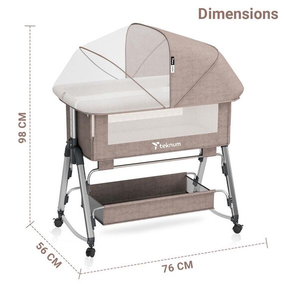 Teknum Sleepzen 1 Bedside Crib 0-2 Years, Color: Ivory, 11 image