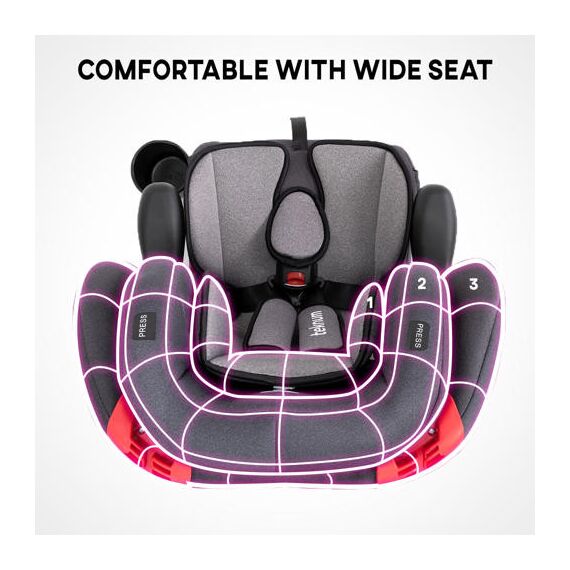 Teknum Pack And Go Car Seat Group 1/2/3 Foldable Portable 9Kg–36Kg, Color: Grey, 11 image