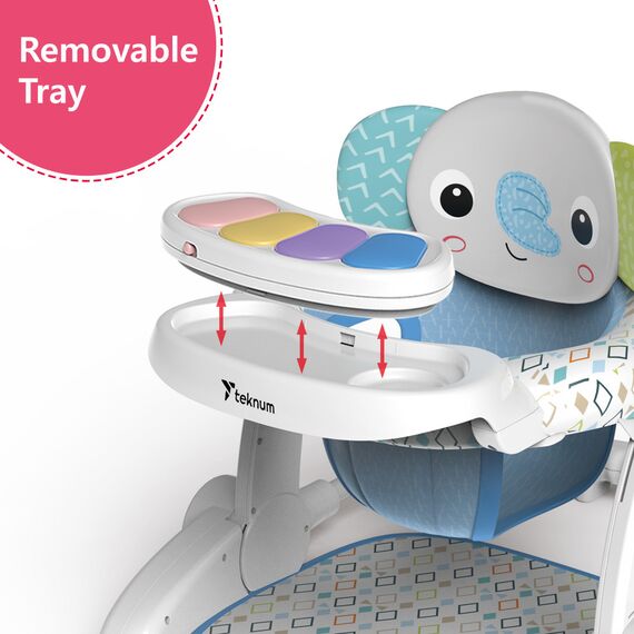 Teknum Baby Portable Dining Feeding Chair Recliner Activity Chair 6–30 Months Up To 12Kg, Color: White & Baby Blue, 7 image