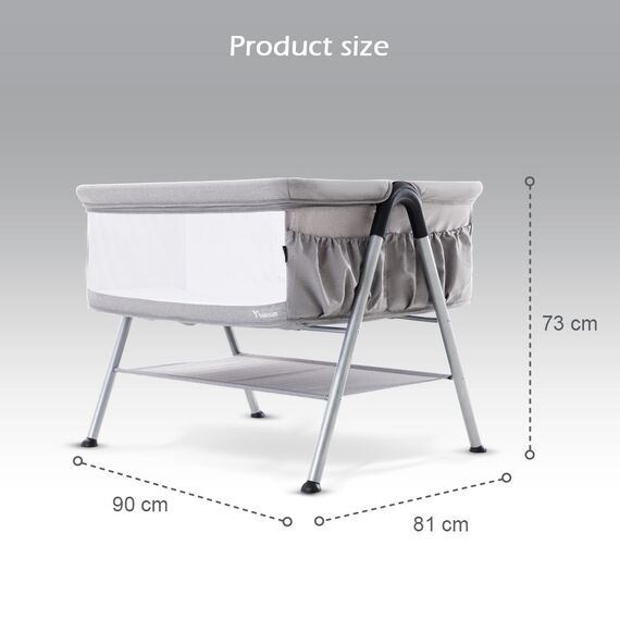 Teknum Fellow 2 Twin Bedside Crib Bassinet 0–6 Months Up To 18Kg, Color: Grey, 6 image