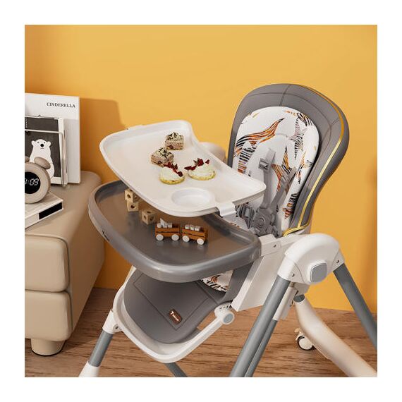 Teknum 5-In-1 Swing With High Chair Lockable Wheels 6–36 Months Up To 20Kg, Color: Grey, 4 image