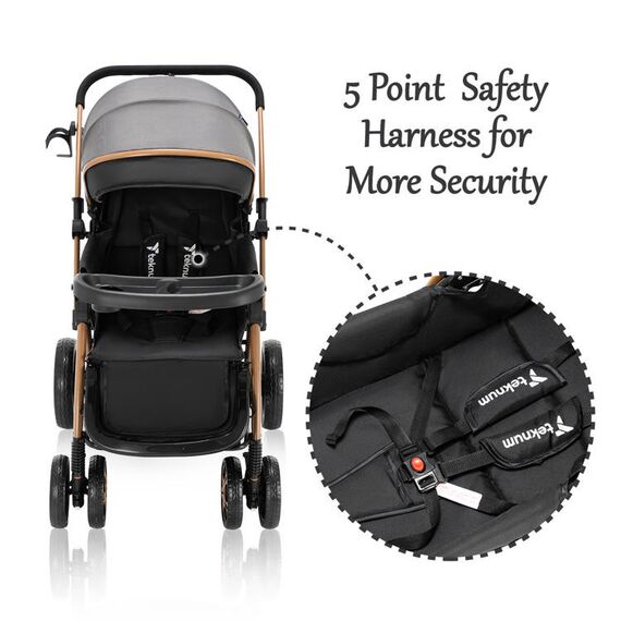 Teknum Reversible Trip2 Baby Stroller 0–36 Months Up To 22Kg, Color: Grey, 6 image