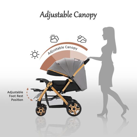 Teknum Reversible Trip2 Baby Stroller 0–36 Months Up To 22Kg, Color: Grey, 12 image