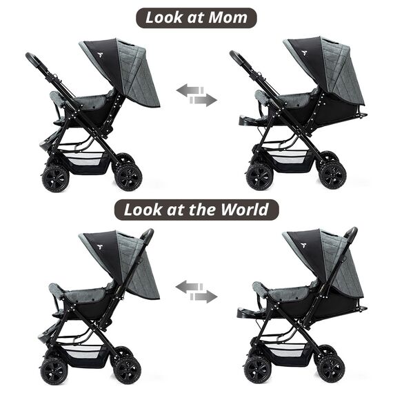 Teknum Look At Me Reversible Baby Stroller 0–36 Months Up To 15Kg, Color: Grey, 2 image