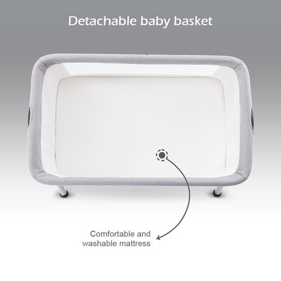 Teknum Sleepzen 2 Bedside Crib Bassinet 0–6 Months Up To 9Kg, Color: Grey, 5 image