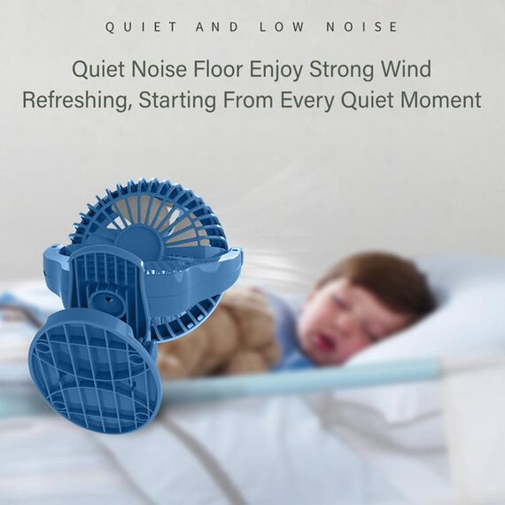 Teknum 2-In-1 Stroller Usb Charging Fan With Light 1200Mah, Color: Blue, 2 image