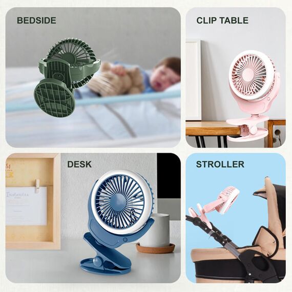 Teknum 2-In-1 Stroller Usb Charging Fan With Light 1200Mah, Color: Blue, 9 image