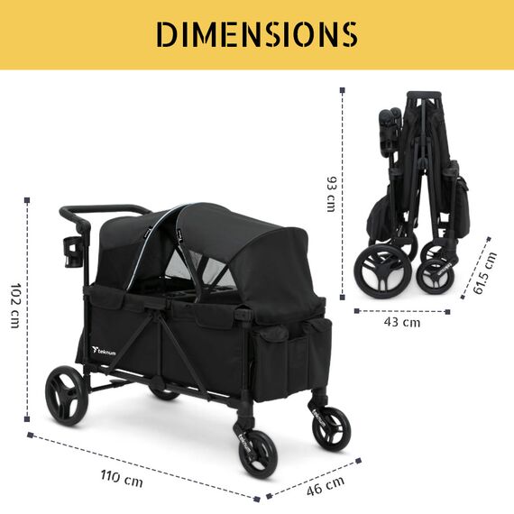 Teknum Fellow Wagon Stroller For 2 Kids With Snack Tray 6-36 Months, 7 image