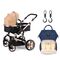 Teknum 3 In 1 Stroller Black With Sunveno Diaper Bag And Hooks 0–3 Years Up To 18Kg, Color: Khaki