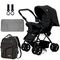 Teknum Reversible Look At Me Stroller Combo With Diaper Bag Hooks & Changing Pad 6–36 Months Up To 15Kg, Color: Black