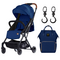 Teknum Travel Lite Stroller Navy Blue With Sunveno Diaper Bag And Hooks 0–4 Years 4.9Kg Cabin Friendly, Color: Navy Blue